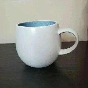 Set Of 2 Elama Mocha Blue Stoneware 15 Ounces Round Mugs Coffee Tea